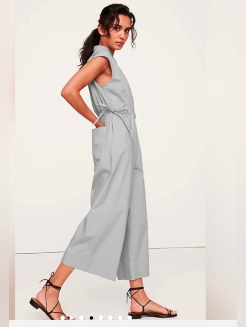 Banana Republic Sleeveless Wide-Leg Jumpsuit in Light Gray